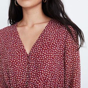 Burgundy Peplum Floral Print Madewell Blouse
